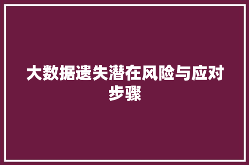 大数据遗失潜在风险与应对步骤