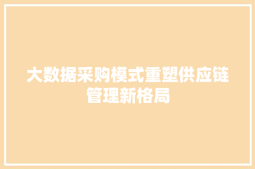 大数据采购模式重塑供应链管理新格局