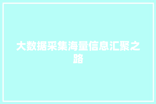 大数据采集海量信息汇聚之路