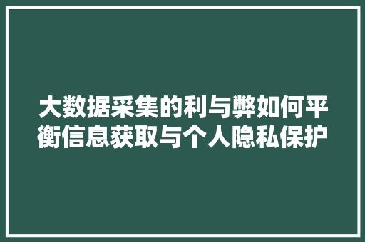 大数据采集的利与弊如何平衡信息获取与个人隐私保护