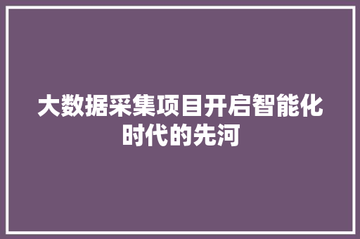 大数据采集项目开启智能化时代的先河