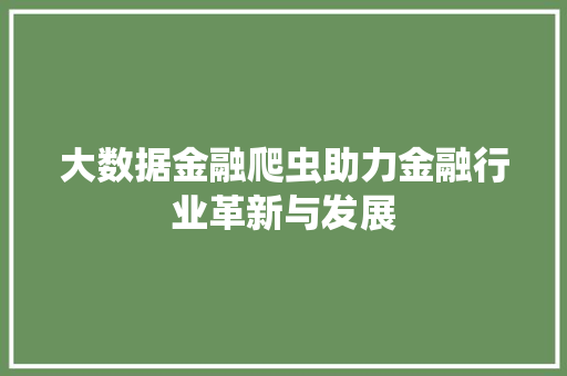 大数据金融爬虫助力金融行业革新与发展
