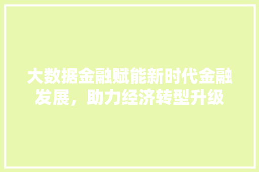 大数据金融赋能新时代金融发展，助力经济转型升级