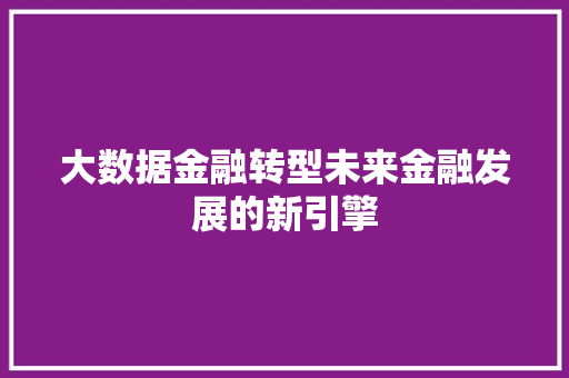 大数据金融转型未来金融发展的新引擎