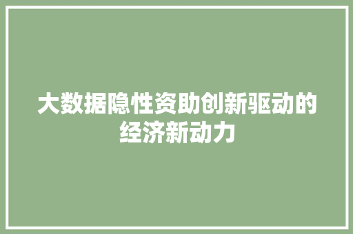 大数据隐性资助创新驱动的经济新动力