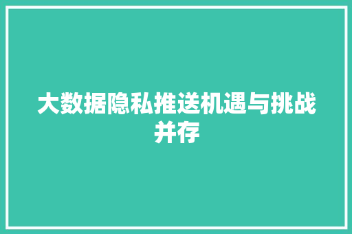 大数据隐私推送机遇与挑战并存