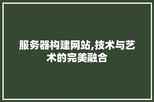 服务器构建网站,技术与艺术的完美融合