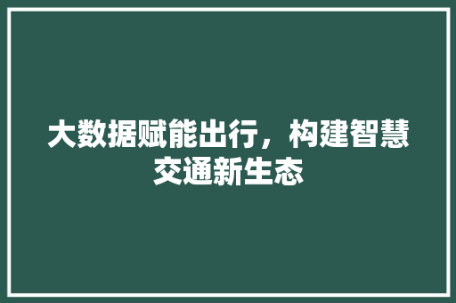 大数据赋能出行，构建智慧交通新生态