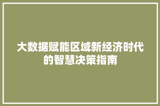 大数据赋能区域新经济时代的智慧决策指南