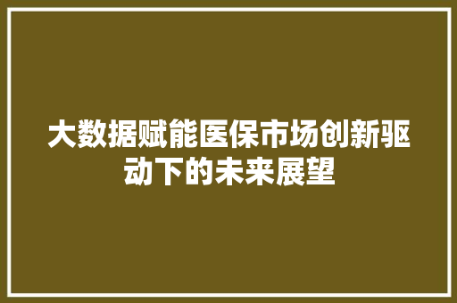 大数据赋能医保市场创新驱动下的未来展望