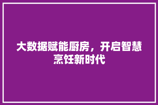 大数据赋能厨房，开启智慧烹饪新时代