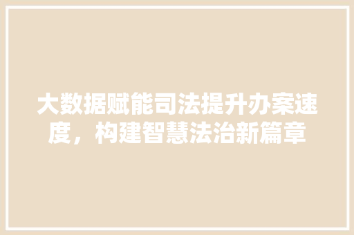 大数据赋能司法提升办案速度，构建智慧法治新篇章