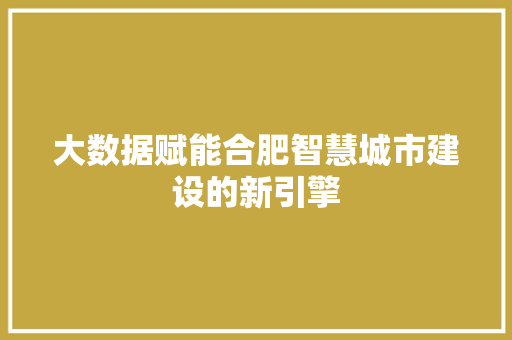 大数据赋能合肥智慧城市建设的新引擎
