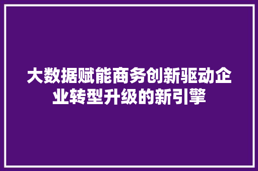 大数据赋能商务创新驱动企业转型升级的新引擎 WordPress教程