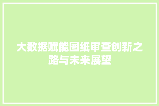 大数据赋能图纸审查创新之路与未来展望