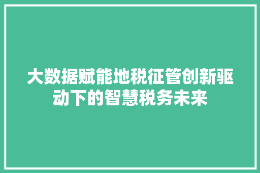 大数据赋能地税征管创新驱动下的智慧税务未来