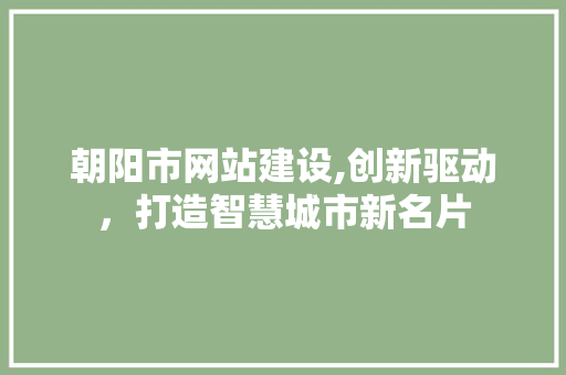朝阳市网站建设,创新驱动，打造智慧城市新名片