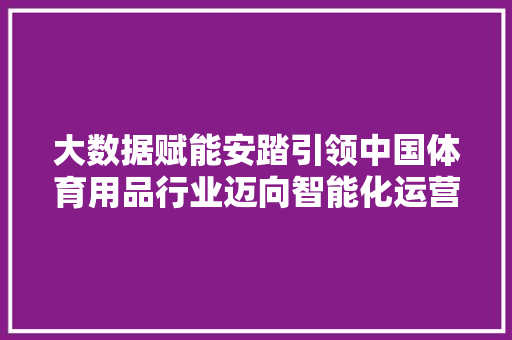 大数据赋能安踏引领中国体育用品行业迈向智能化运营新纪元
