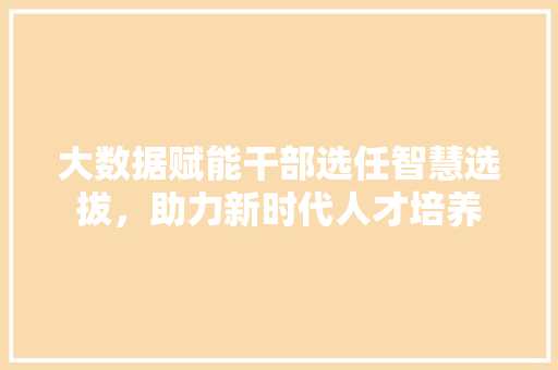 大数据赋能干部选任智慧选拔，助力新时代人才培养