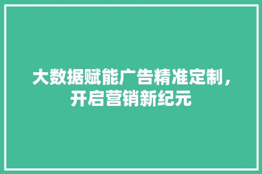 大数据赋能广告精准定制，开启营销新纪元