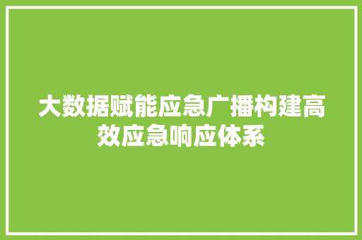 大数据赋能应急广播构建高效应急响应体系
