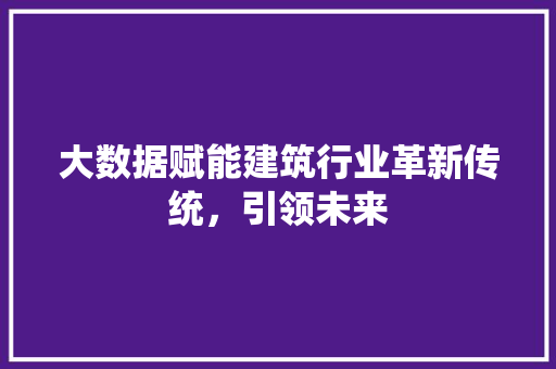 大数据赋能建筑行业革新传统，引领未来
