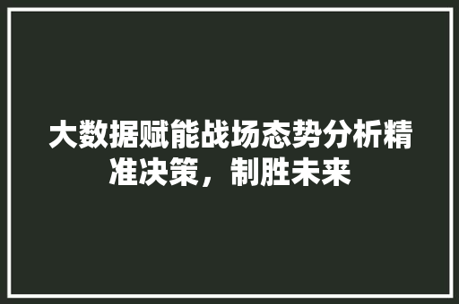 大数据赋能战场态势分析精准决策，制胜未来