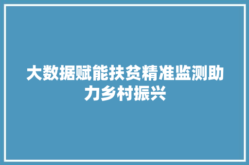 大数据赋能扶贫精准监测助力乡村振兴