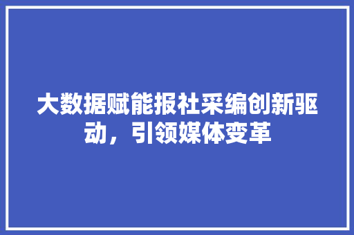 大数据赋能报社采编创新驱动，引领媒体变革
