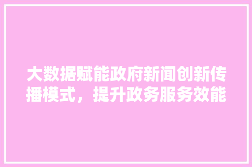 大数据赋能政府新闻创新传播模式，提升政务服务效能