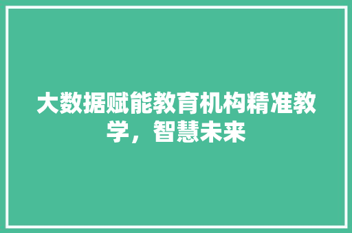 大数据赋能教育机构精准教学，智慧未来