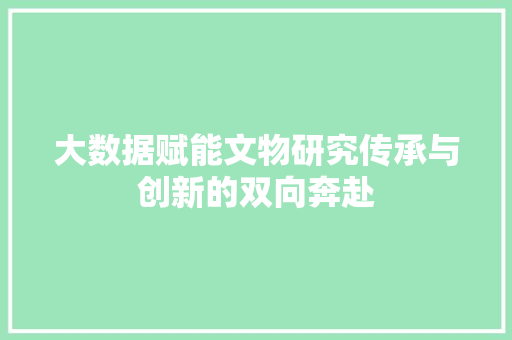 大数据赋能文物研究传承与创新的双向奔赴