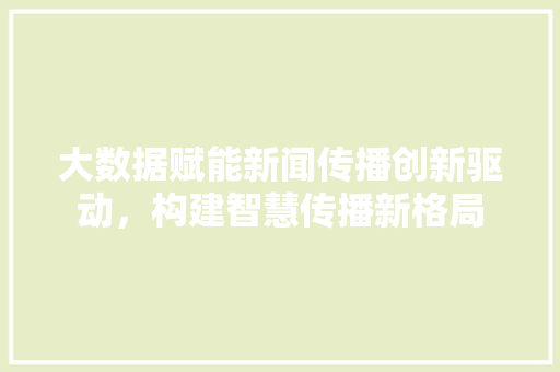 大数据赋能新闻传播创新驱动，构建智慧传播新格局