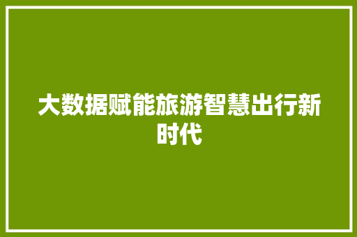 大数据赋能旅游智慧出行新时代