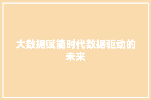 大数据赋能时代数据驱动的未来