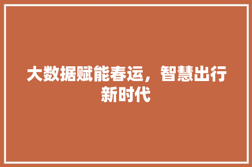 大数据赋能春运，智慧出行新时代