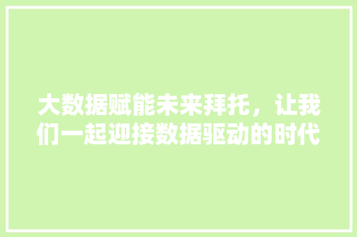 大数据赋能未来拜托，让我们一起迎接数据驱动的时代 服务器/数据库