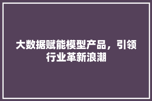 大数据赋能模型产品，引领行业革新浪潮