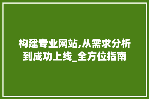 构建专业网站,从需求分析到成功上线_全方位指南 构建专业网站,从需求分析到成功上线_全方位指南 Web前端