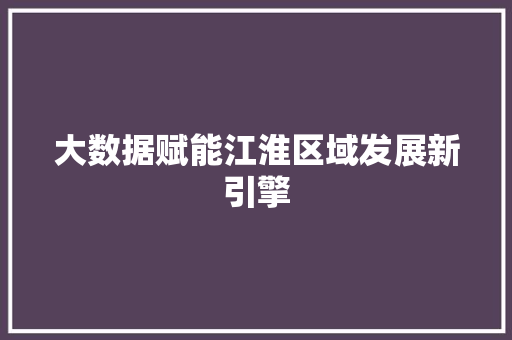 大数据赋能江淮区域发展新引擎