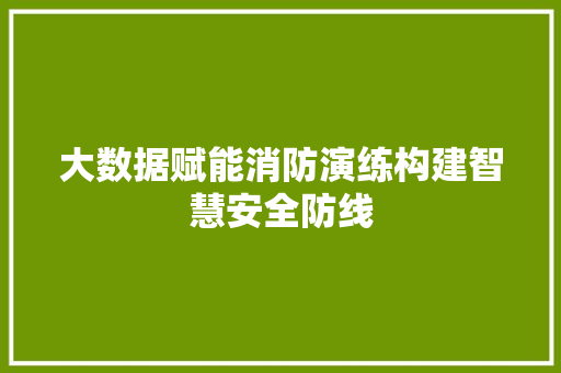 大数据赋能消防演练构建智慧安全防线
