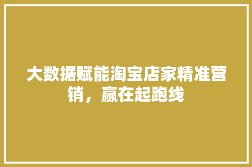大数据赋能淘宝店家精准营销，赢在起跑线