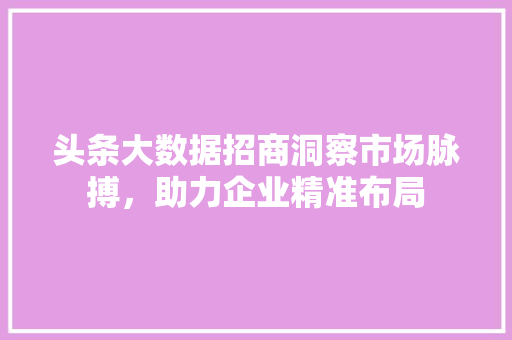 头条大数据招商洞察市场脉搏，助力企业精准布局