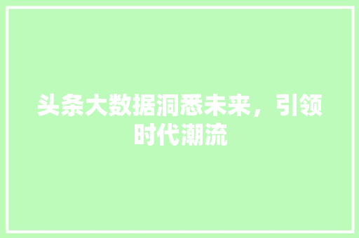 头条大数据洞悉未来，引领时代潮流