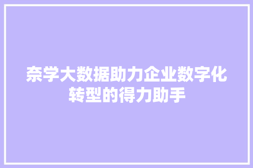 奈学大数据助力企业数字化转型的得力助手