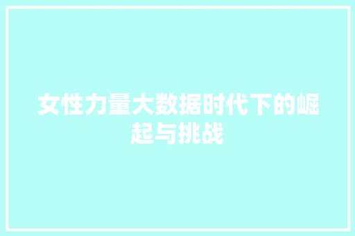 女性力量大数据时代下的崛起与挑战