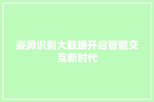 姿势识别大数据开启智能交互新时代
