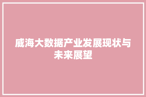 威海大数据产业发展现状与未来展望
