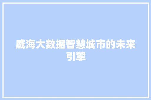 威海大数据智慧城市的未来引擎