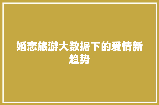 婚恋旅游大数据下的爱情新趋势